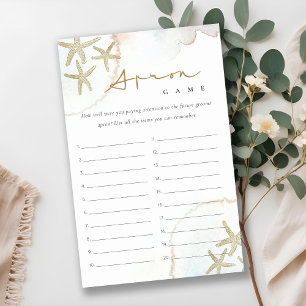 Gold Starfish Apron Memory Bridal Shower Game