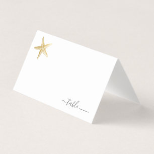 Gold Starfish Place Card with Beach Donation Poem