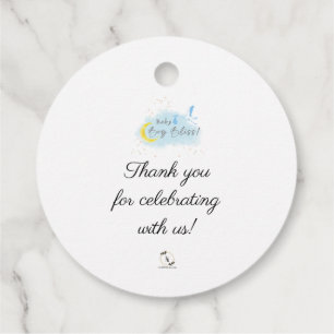 Gold Starlit Baby Boy Bliss Stork Special Delivery Favour Tags