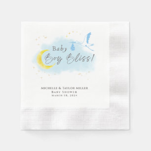 Gold Starlit Baby Boy Bliss Stork Special Delivery Napkin