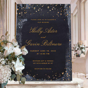 Gold Starry Night Wedding Invitation