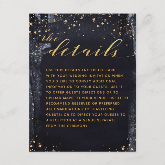 Gold Starry Night Wedding Invitation Details (Front)