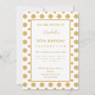 Gold Stars 50th Birthday Invitation