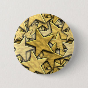 Gold Stars 6 Cm Round Badge