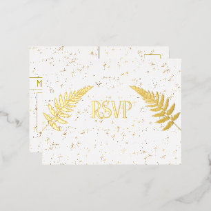 Gold Stars and Gold Foil RSVP Invitation Postcard