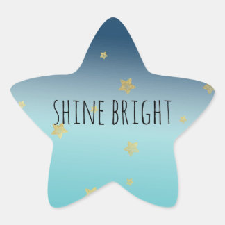 Gold Stars Aqua Blue Ombre personalised quote Star Sticker