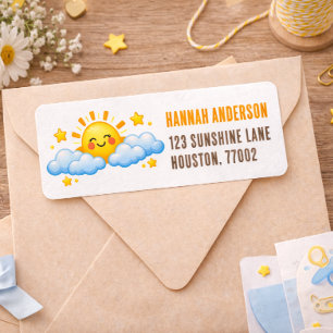 Gold Stars Baby shower Return Address Label