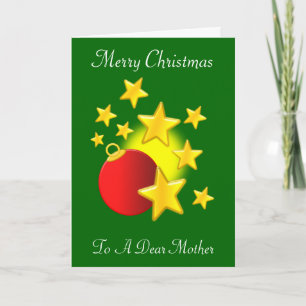 Gold Stars Bauble Mother Christmas Holiday Card