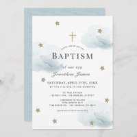 Gold Stars & Blue Clouds Boy Baptism