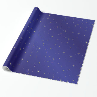 Gold Stars Blue Sky Wrapping Paper