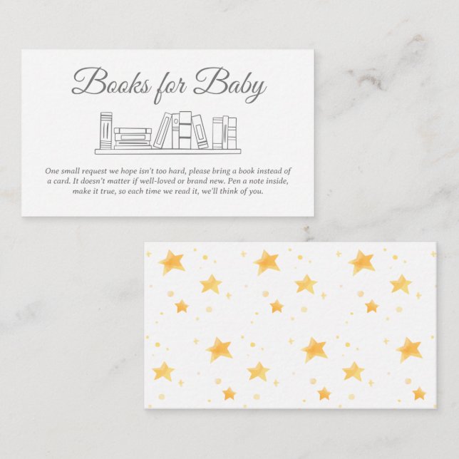 Gold Stars Books for Baby Invitation Insert (Front/Back)