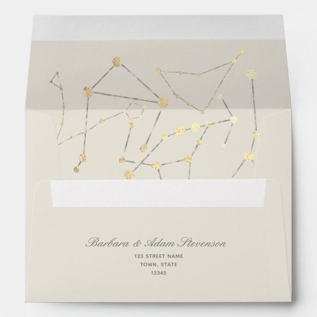 Gold Stars Celestial Wedding Envelope (Back (Bottom))