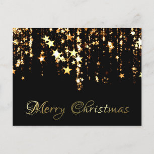 Gold Stars Christmas Greeting Postcard