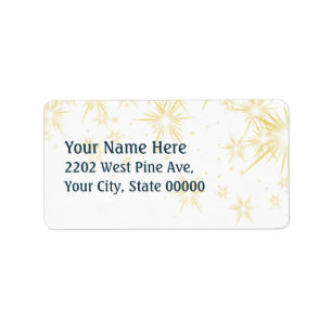Gold Stars Christmas Return Address label