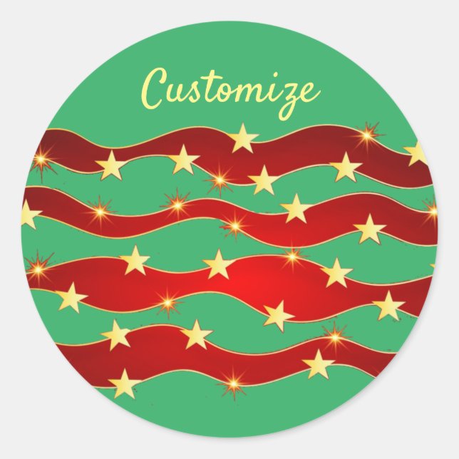 Gold Stars Christmas Sky Thunder_Cove  Classic Round Sticker (Front)