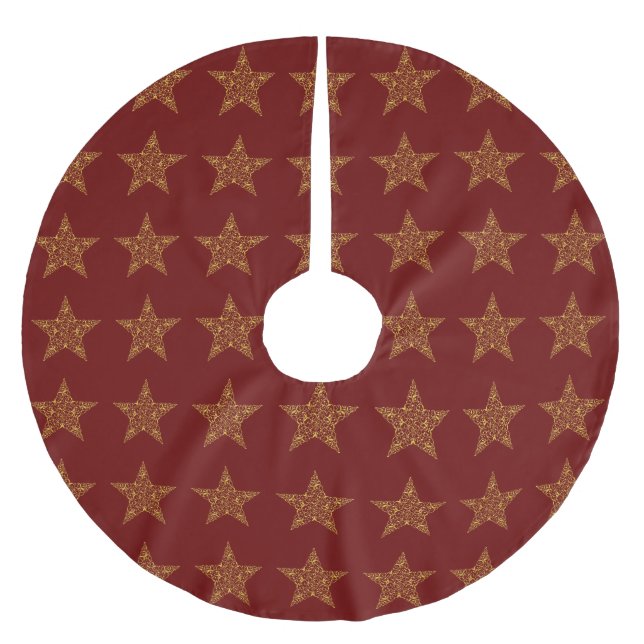 Gold Stars Christmas Tree Skirt (Front)