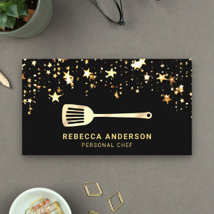 Gold Stars Confetti Spatula Personal Chef Business Card