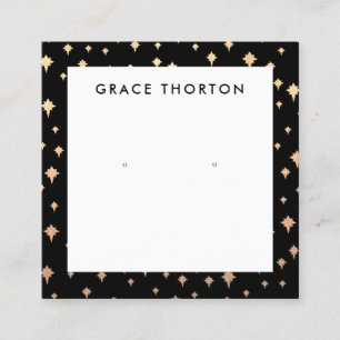 Gold Stars Earring Black Jewellery Display Card