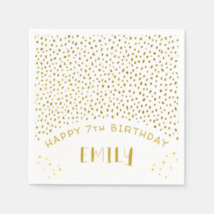Gold Stars Faux Glitter Birthday Kids Girl Napkin