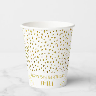 Gold Stars Faux Glitter Birthday Kids Girl Paper Cups