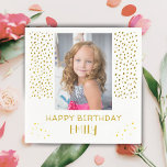 Gold Stars Faux Glitter Birthday Kids Girl Photo Napkin<br><div class="desc">Gold Stars Faux Glitter Birthday Kids Girl Photo Napkins. The napkins has golden stars and faux glitter dots. Cute birthday party napkins for your friends and family. Upload your photo and personalise the napkins with your name and text.</div>