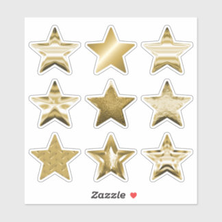 Gold Stars Faux Metallic Set of 9 Sticker