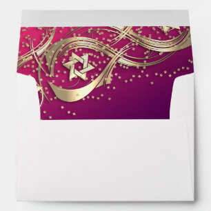 Gold Stars Flourish Gold Confetti Pink Envelope