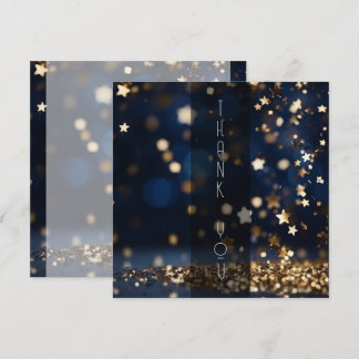Gold Stars Glitter Thank You Card