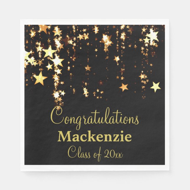 Gold Stars Graduation Napkin (Front)