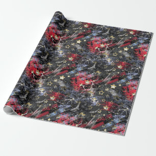 gold stars grunge abstract stylish wrapping paper