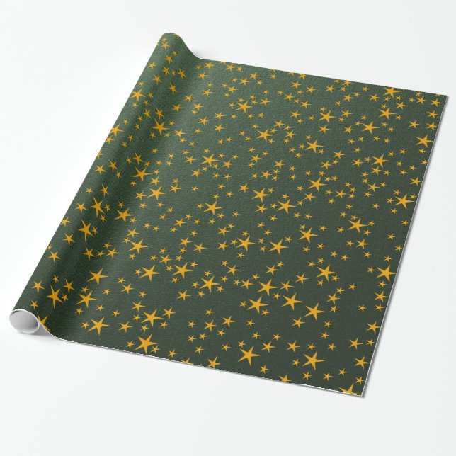 gold stars in green wrapping paper (Unrolled)