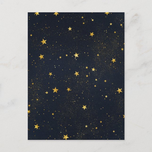 Gold Stars In Night Sky Postcard (Front)