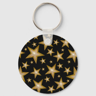 Gold Stars keychain black