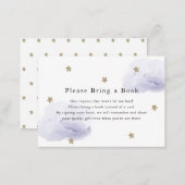 Gold Stars Lavender Clouds Please Bring a Book Enclosure Card (Front/Back)