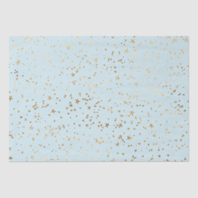 Gold Stars Light Blue Tissue Paper (Front)
