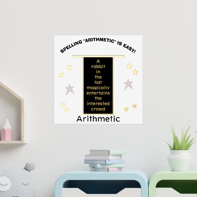 Gold Stars Magician Hat Spelling Arithmetic  Foil Prints (In Situ (Nursery))