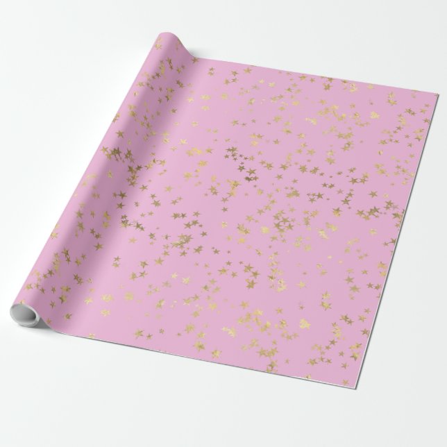 Gold Stars Minimalist Elegant Wrapping Paper (Unrolled)
