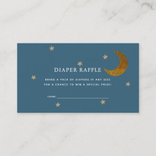 Gold Stars & Moon Baby Shower Diaper Raffle Ticket Enclosure Card