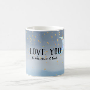 Gold Stars Moon Blue Ombre Coffee Mug