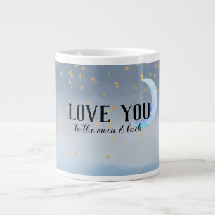 Gold Stars Moon Blue Ombre Large Coffee Mug