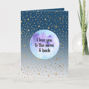 Gold Stars Moon Card