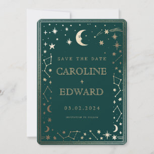 Gold Stars Moon Celestial Qr Code Save the Date