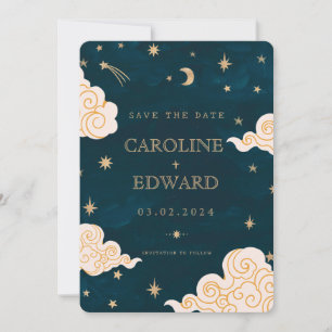 Gold Stars Moon Celestial Qr Code Save the Date