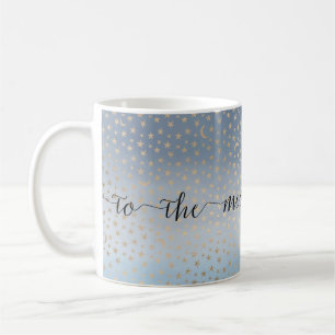 Gold Stars Moons Blue Ombre Coffee Mug