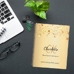 Gold stars name monogram 2025 planner<br><div class="desc">A faux gold looking background,  black text. Decorated with golden stars.  Personalise and add your first name,  monogram initials and full name,  a title year 2025 (or any year).</div>