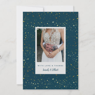 gold Stars Navy Blue Flat Thank You Card