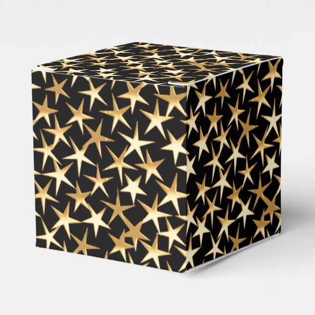 Gold stars on a black background favour box (Front Side)
