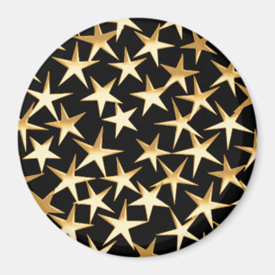 Gold stars on a black background magnet