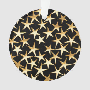 Gold stars on a black background ornament