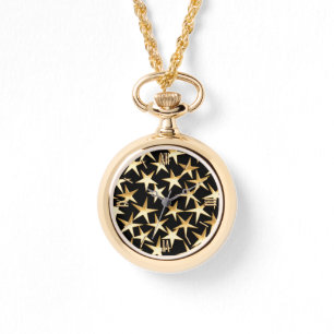 Gold stars on a black background watch